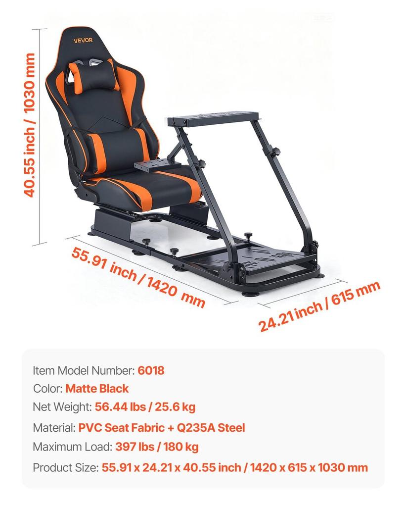 Racing Wheel Stand, Heavy-Duty Simulator Cockpit Steering Stand with Dual-Rail Dual-Arm, Fit Logitech G25,G27,G29,G920,G923, Thrustmaster T300RS,TX