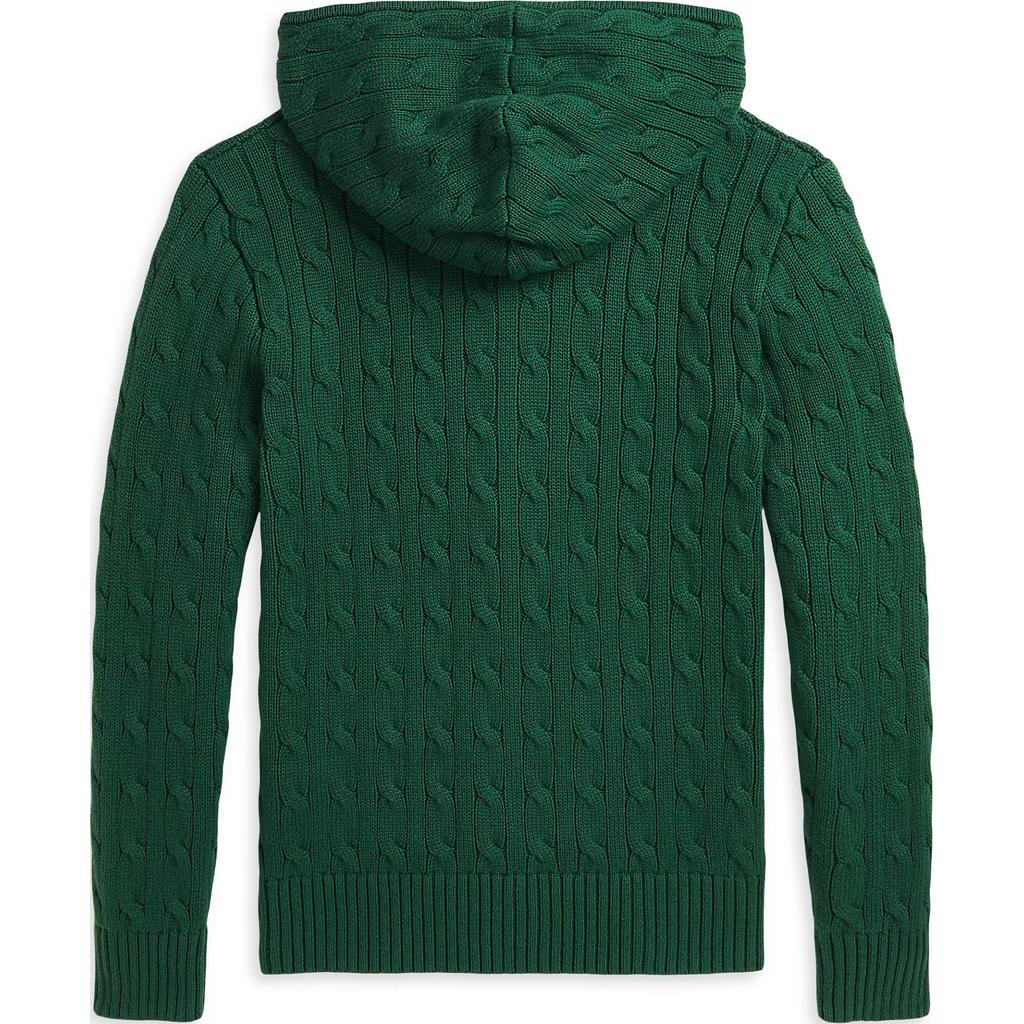 Polo Ralph Lauren Solid Color Hooded Sweater With Small Pony Logo Kids Sweater Green 0400021661-675
