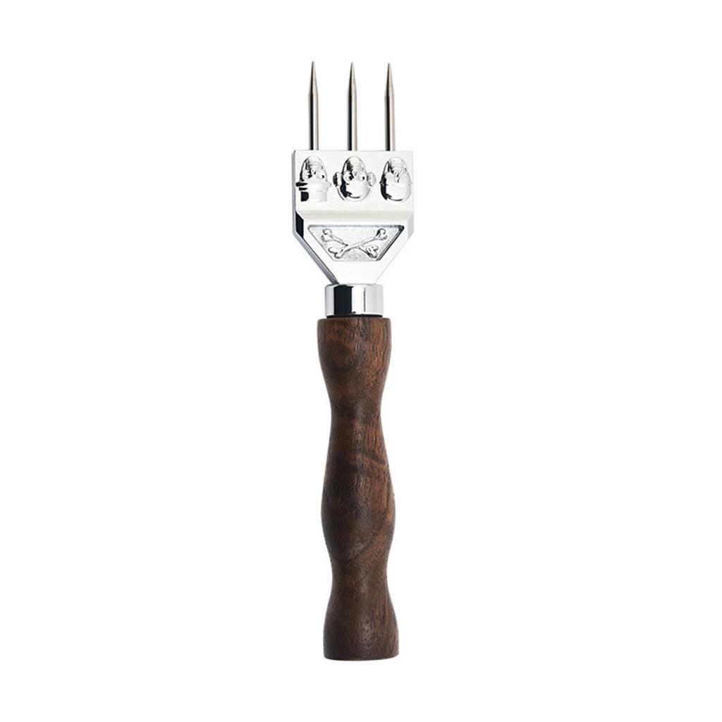Piccozza da Ghiaccio Robusta con Manico in Legno Massiccio Tritaghiaccio a Tre Punte in Acciaio Inossidabile per Bartender da Cocktail