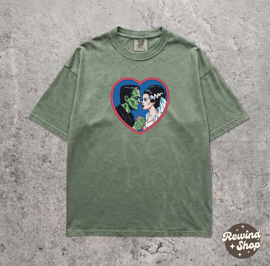Retro Frankenstein Monster Comfort Colors Shirt - Frankenstein Heart Tee - Vintage Dark Fantasy Graphic Tee