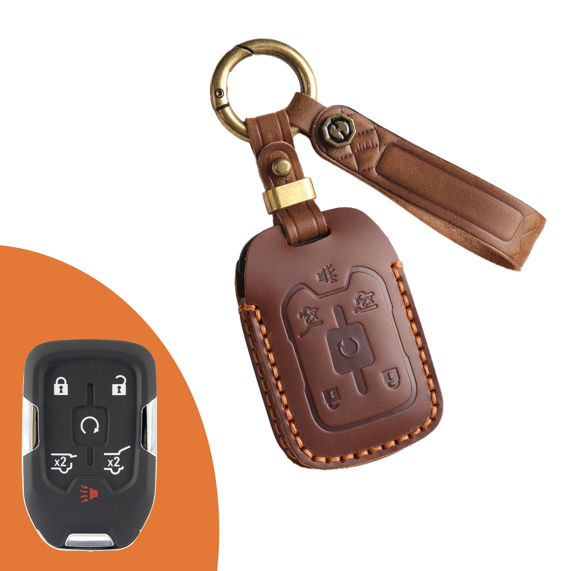 

Car key cover for general purpose GMC pickup retro leather protective cover creative keychain