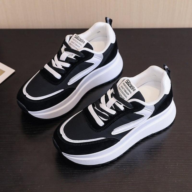 Sneakers spring new women's casual lace-up women's shoes junior high school students show small thick soles women