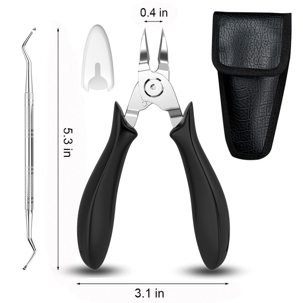 Stainless Steel Toenail Clippers for Thick & Ingrown Nails - Concave Edge Curved Blade, 30° Sharp Precision Trimming
