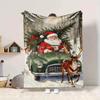 1Pc Christmas Santa Reindeer Blanket Soft And Comfortable Casual Warm Camping Travel Christmas Halloween Gift M91724