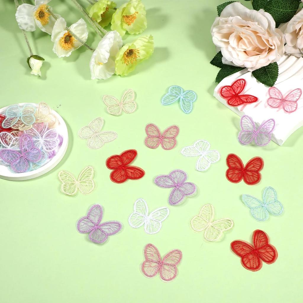 10/20 Pack Butterfly Applique Patches, Colorful Embroidered Organza Lace Butterflies Butterfly Fabric for DIY Sewing.