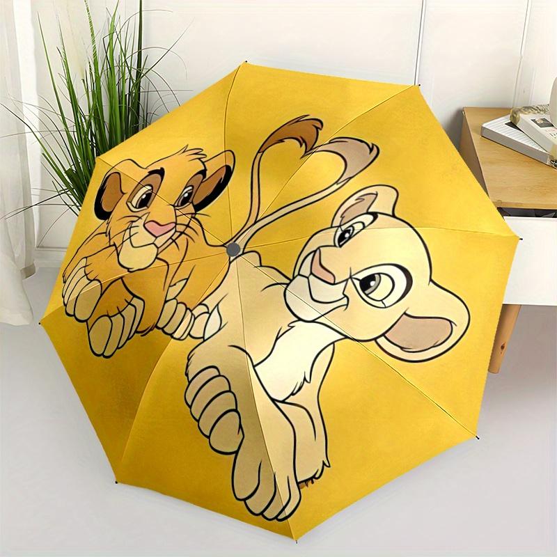 1pc Lion King Simba & Nala Heart Shaped Tail Pattern Automatic 3-Fold Umbrella, 8 Iron Frames, High-Value Folding Umbrella, Suitable for Off