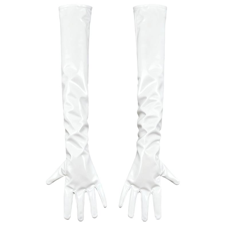 Women Long PU Leather Gloves Evening Party Costume PU Leather Cosplay Dress Accessories Halloween Gift