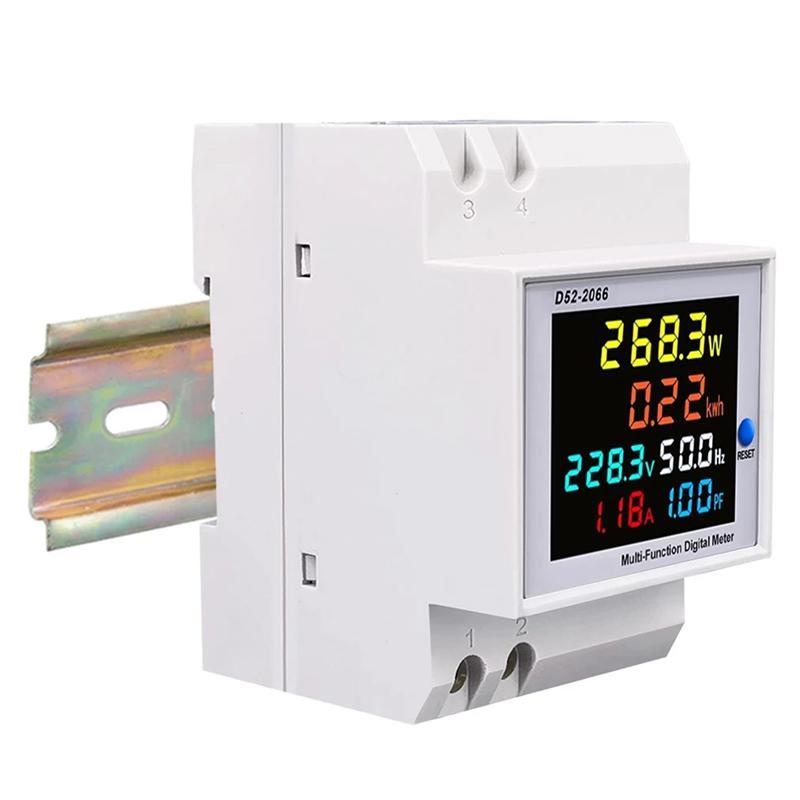 A96I-D52-2066 Electricity Usage Monitor Din Rail Energy Meter 100A Voltmeter Ammeter Watt Kwh Frequency Power Meter