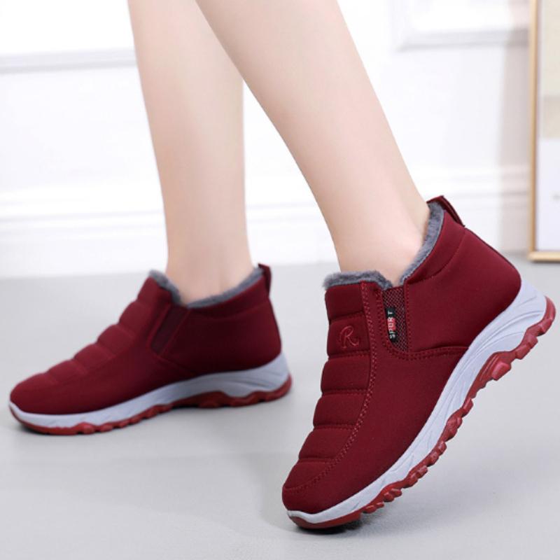 Commander une taille au-dessus Chaussures de sport épaisses et chaudes pour femmes, baskets montantes légères à absorption des chocs antidérapantes, automne et hiver