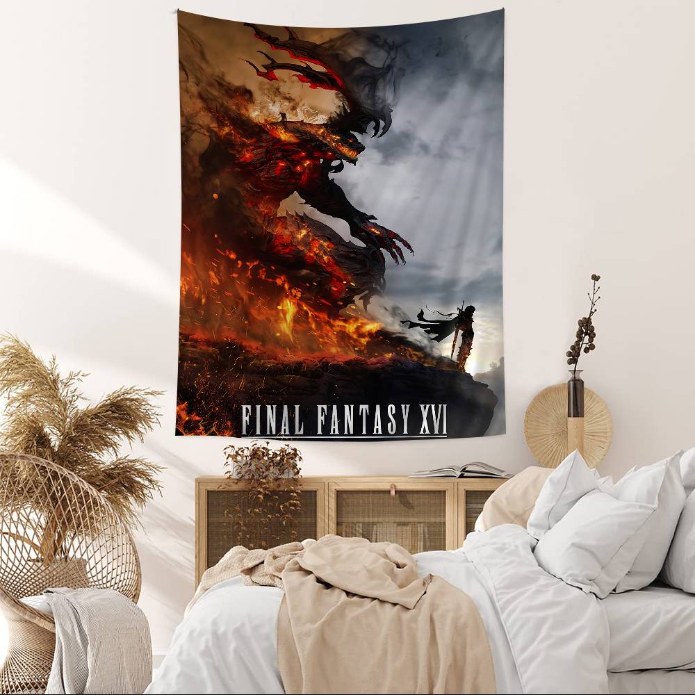 Final Fantasy Series Gaming Anime Tapestry Hippie Flower Wall Carpets Dorm Decor Wall Hanging Home Decor