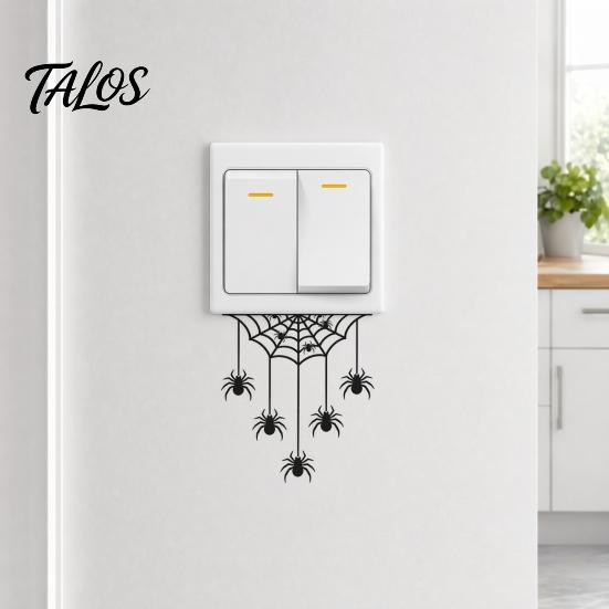 Talos Halloween Spider Web Light Switch Sticker, Upside Down Decal, Removable Decals, PVC Waterproof Wall Art for Home Bedroom Living Room Entrance