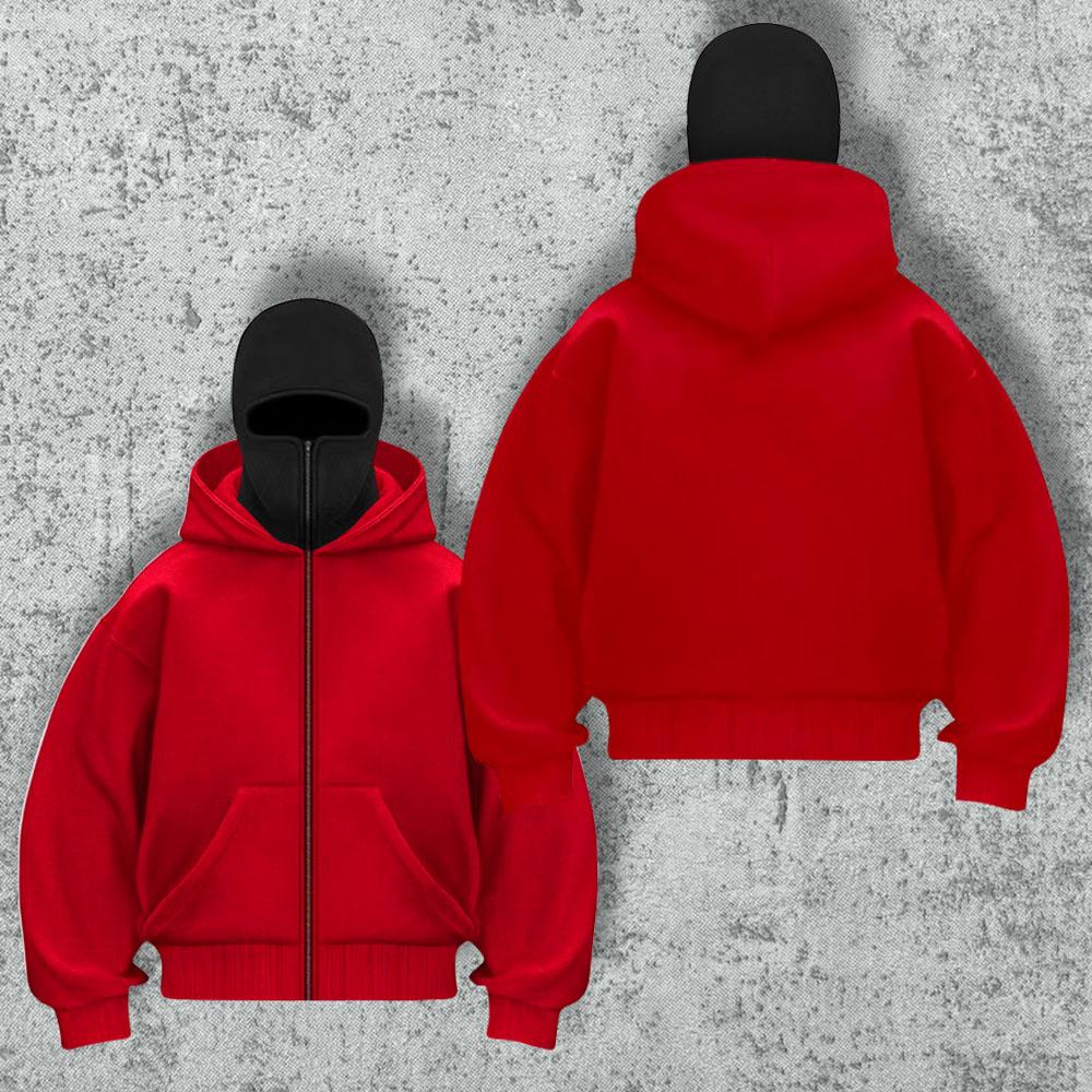 

Мужская толстовка на молнии с капюшоном, Зимняя ветровка, Дизайн с капюшоном-маской, Двухслойная толстовка на молнии с капюшоном XXXL