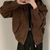 Vintage Faux Suede Jacket Women's Spring/Autumn Fashion Oversized Short Coat Top Trendy