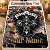 Flannel BlanketGuns N’ Roses Custom Name Text Personalized Soft Warm Throw Blanket Home Decor Gift