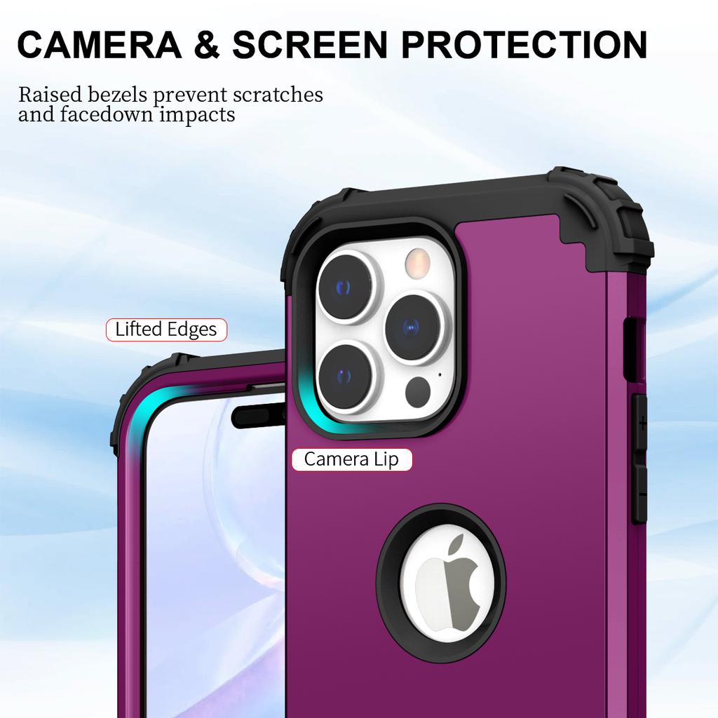 For Iphone 16 15 14 13 12 11 Pro Max Mini XS XR MAX Case Full-Body Cover 3 In 1 Hybrid Hard PC Silicone Heavy Duty Rugged Bumper