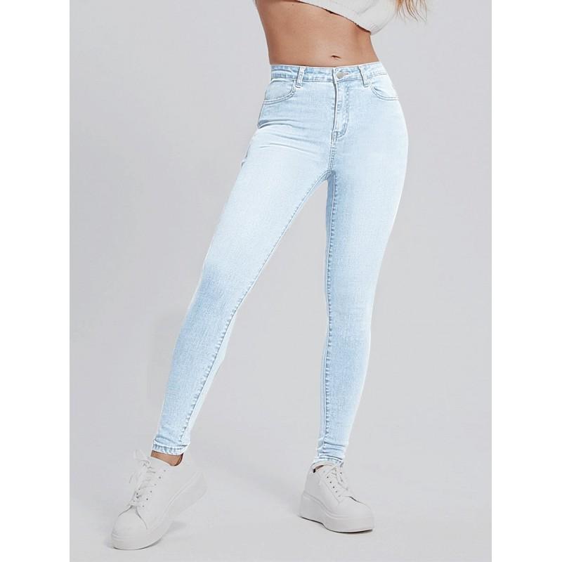 Hohe Taille Stretch Schlanke Passform Damen Denim Jegging Hosen Lässig Täglich