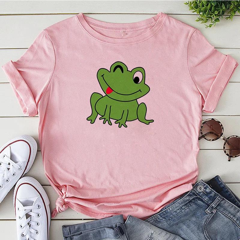Womens Tshirt Hip Hop Street Wear Harajuku Short Sleeve Tshirt Cute Frog Printed Tshirt Summer Top