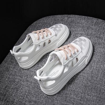 Breathable Bag Head Sports Sandals Little White Women's Shoes Women's 2025 Summer New Flat-bottomed Versatile Casual Hollow Board Shoes