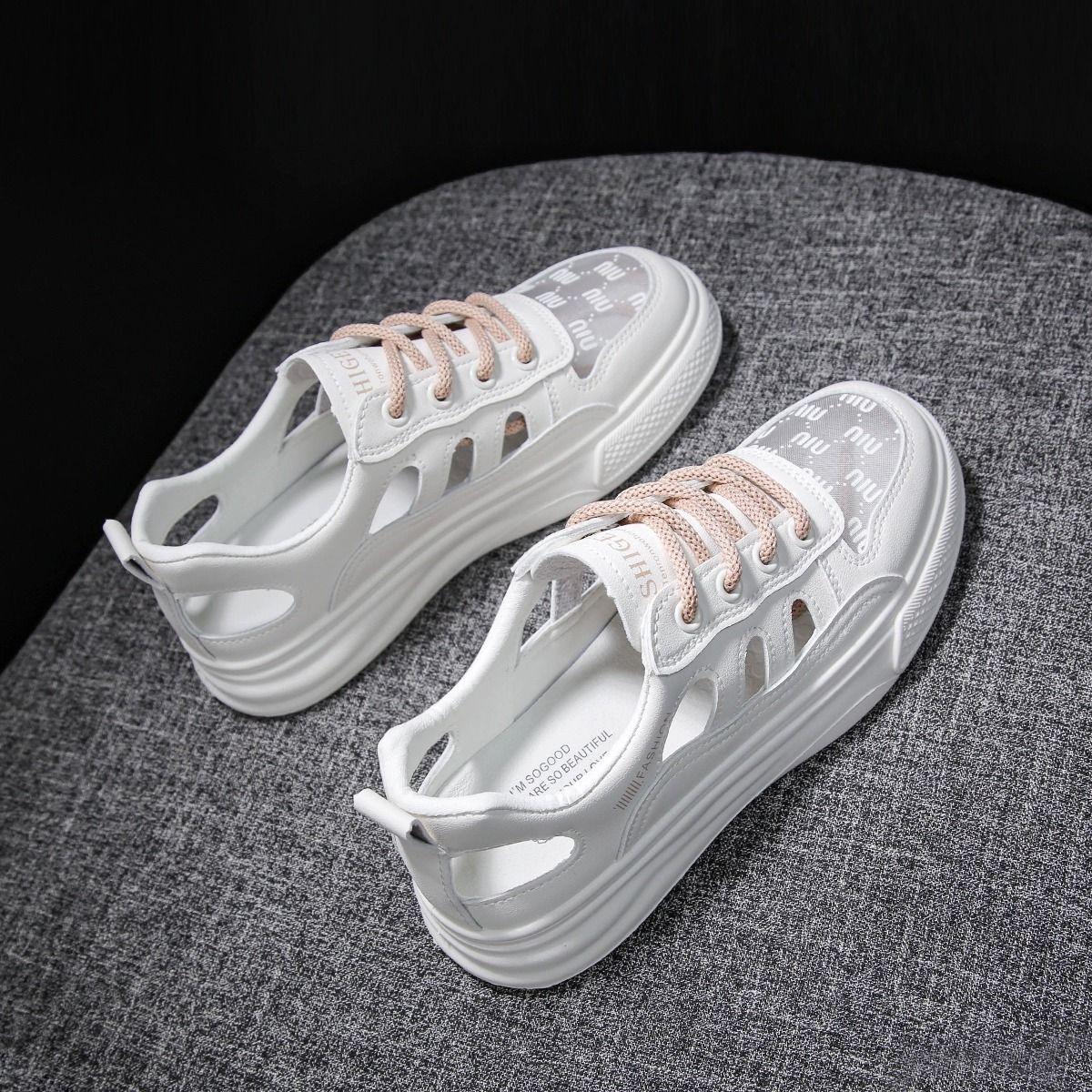 

Breathable bag head sports sandals little white women s shoes women s 2025 summer new flat-bottomed versatile casual hollow board shoes 40 хаки