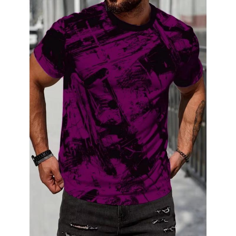 Vintage Tryckdesign Herr T-shirt Sommar Utomhus Herr Kortärmad Trendig Casual Herrkläder Mode Andningsbar Herrtopp