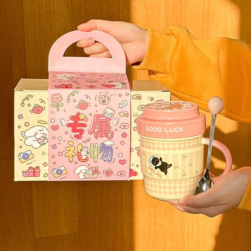 Hochwertige Milch-Fufu-Katzen-Tasse mit Deckel, niedliche Keramiktasse für Paare, Büro-Kaffeetasse, Geburtstagsgeschenk