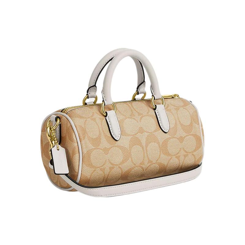 COACH handbag Lacey 19 gold logo classic presbyopic hardware buckle zipper canvas with leather Boston bag shoulder bag crossbody bag small size
