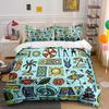 Summer Beach Hand-Drawn Patterns Print Soft Comfortable Duvet Cover Bedding Set Included 1*Duvet Cover  2*Pillowcases