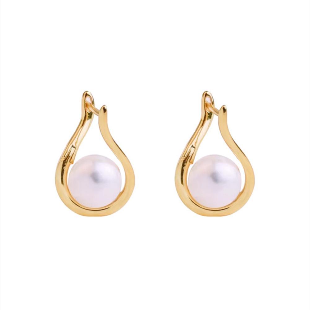 Simple Temperament 925 Sterling Silver Irregular Geometric Crossed Hollowed-out Pearl Stud Earrings for Women Piercing Jewelry