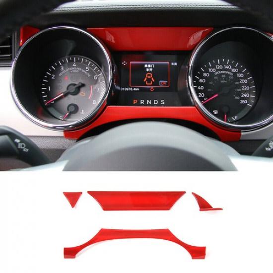 Center Console Dashboard Panel Cover 4PCS For Ford Mustang 2015- Bright Red
