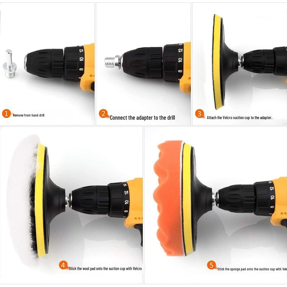14-Piece 125mm Foam Polishing Pad Set with Backing Plate & Wool Pad for RO/DA/GA Car Polishing