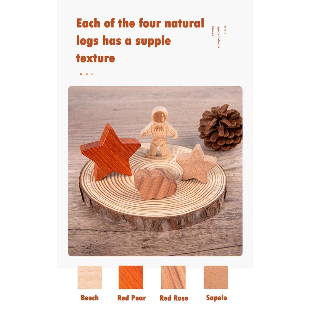 Montessori Toys Wooden Balance Boat Blocks Stacking Tower Games Space Moon Balance Blocks Fine Motor Skill Early Education Toys