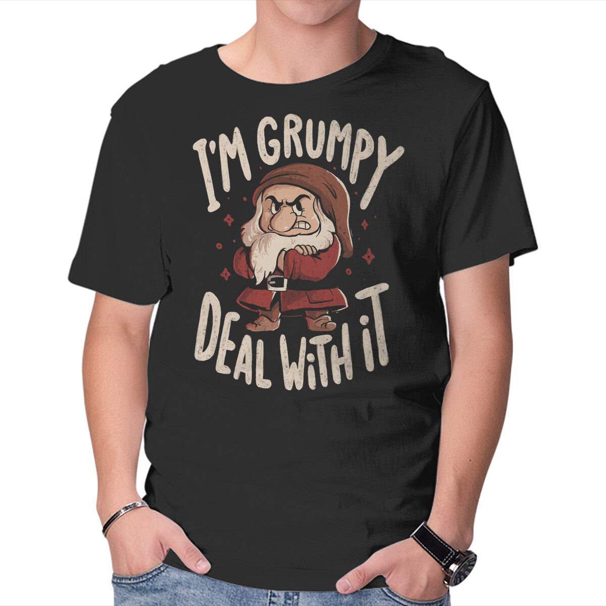 Unisex Crew Neck T-Shirt I’m Grumpy Deal With It Graphic Short Sleeve Casual Tee XL
