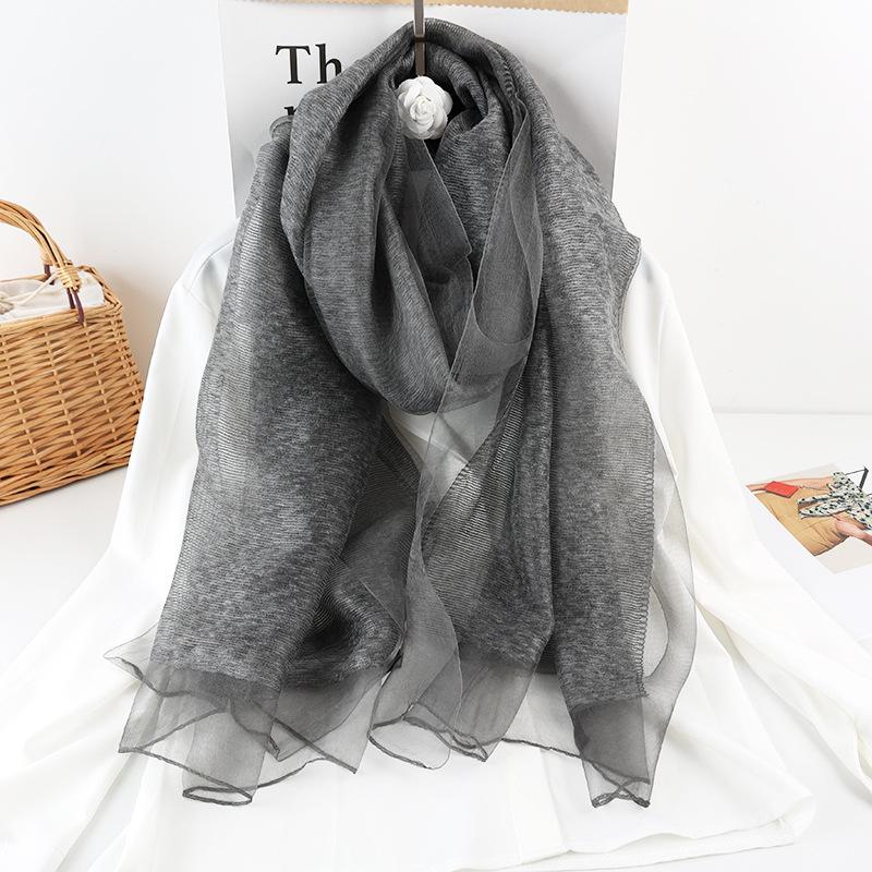 190*70cm Women's Spring New Mulberry Silk Scarf Sunscreen Shawl Double Layer Kimono Mohair Wrap