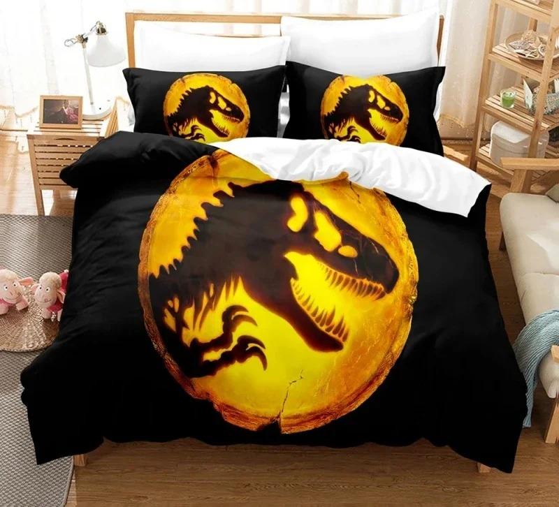 

Comforter 3D Jurassic Park Bedding Set Kids Boy Home Textile Decor Bed Sets Queen Size Comforters Quilt Bedroom Queen Dinosaur Comforter (quilt)-EU Single(135*200cm)3pcs