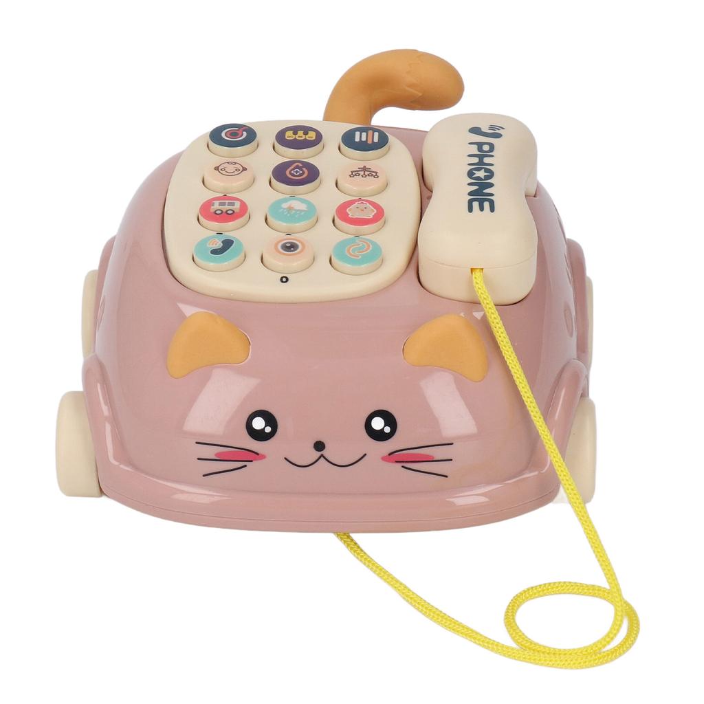 Baby Telephone Pull Toy Multiple Sounds Chinese English Voice Attractive Cat Shape Baby Music