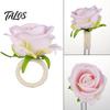 Artificial Flower Napkin Holders for Weddings Rose Ring, Fabric Pink Holder, Rustic Floral Buckles Party Ring Farmhouse Wedding Bridal Shower