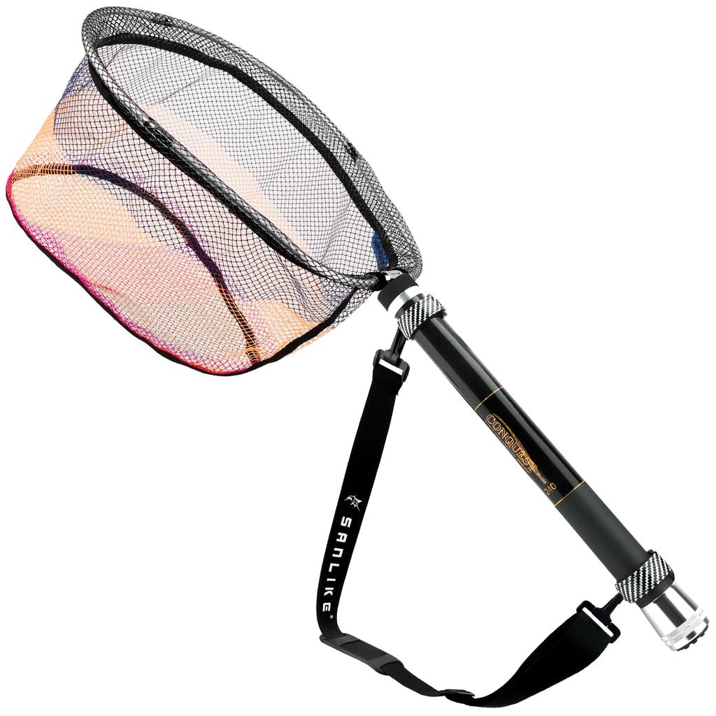 SANLIKE Telescopic Landing Net with Small Joint for Freshwater and Saltwater Use 2.4M Handle, Lightweight, Portable, Foldable, Compact,