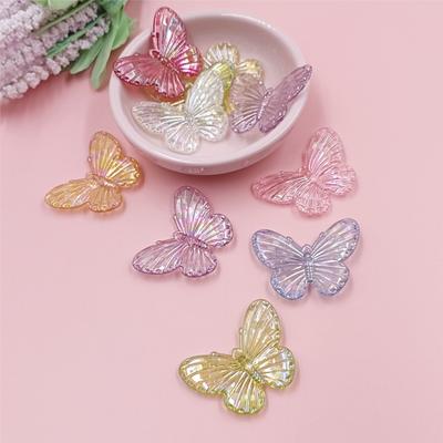 30Pcs 40*30mm Laser Color Single Hole Butterfly Pendant Creative AB Color Beads DIY Accessories for Jewelry Making