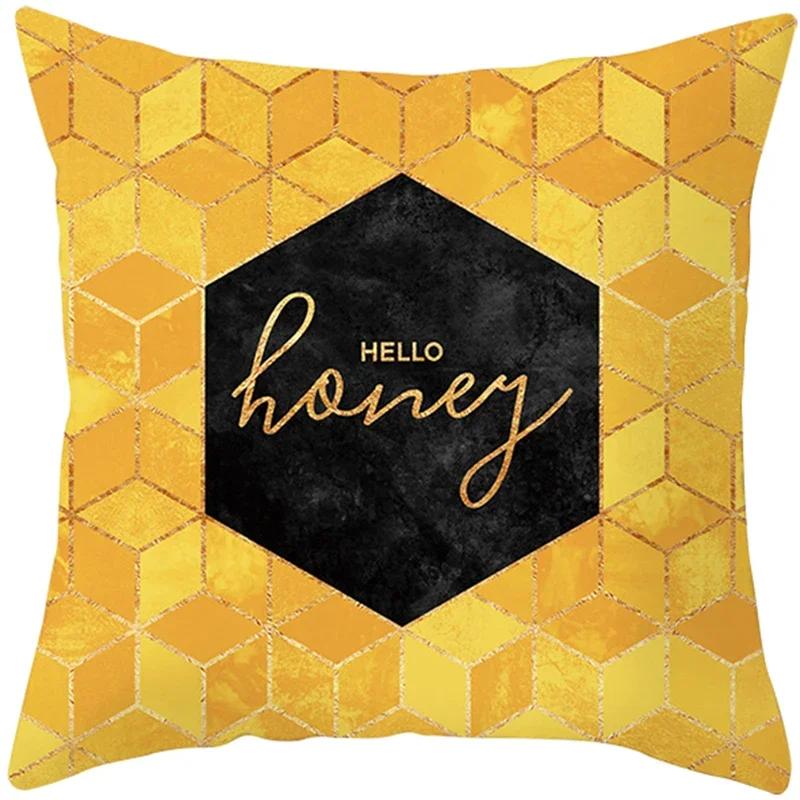 Summer Yellow Pineapple Leaf Print Pillow Case Home Decor 100% Polyester Throw Pillow Cover for Sofa Funda Cojin 45*45 Cushions