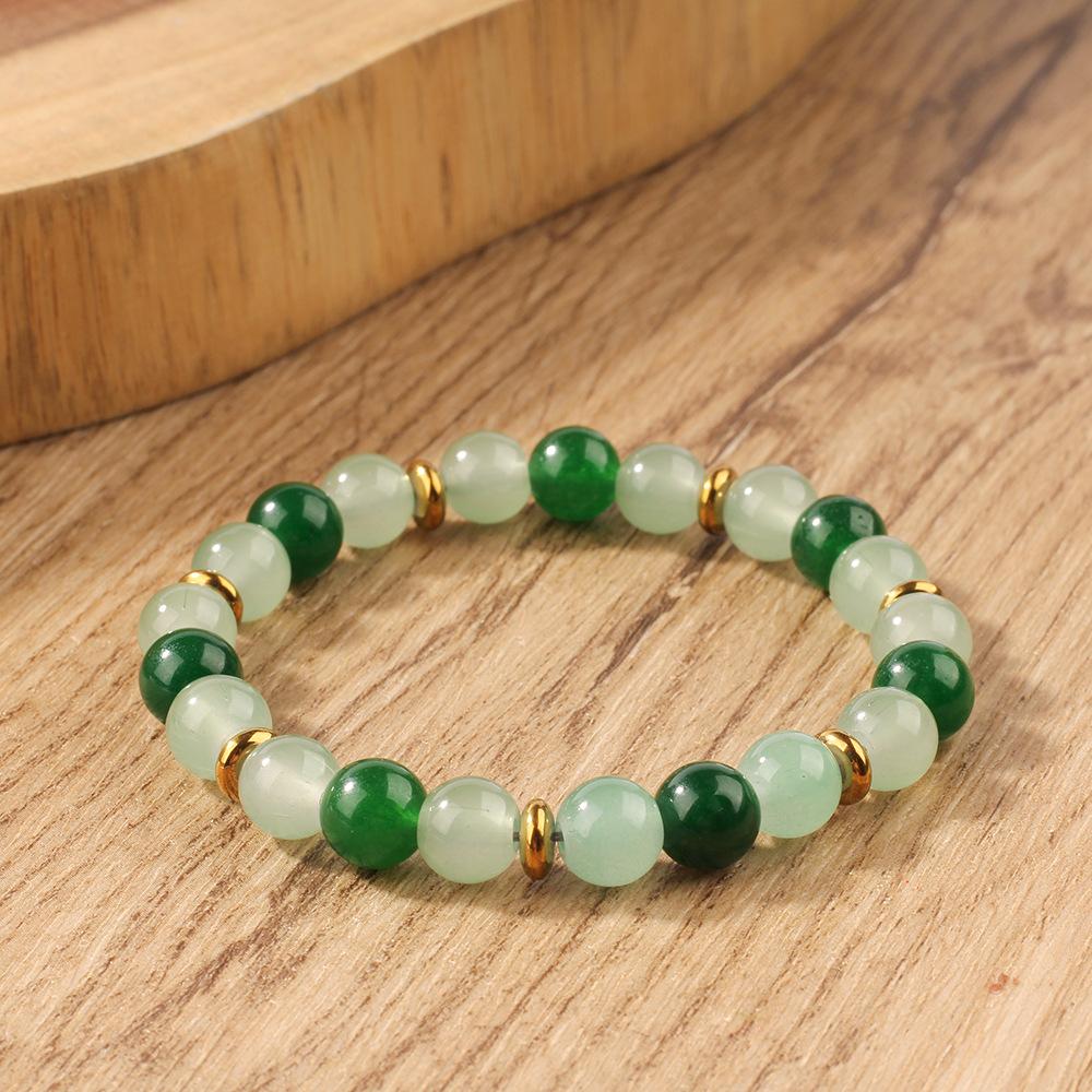 Two Tone Green Jade Beaded Bracelet With Gold Spacers Serene Fashion Jewelry For Men And Women Daily Wear Simple Versatile Accessory