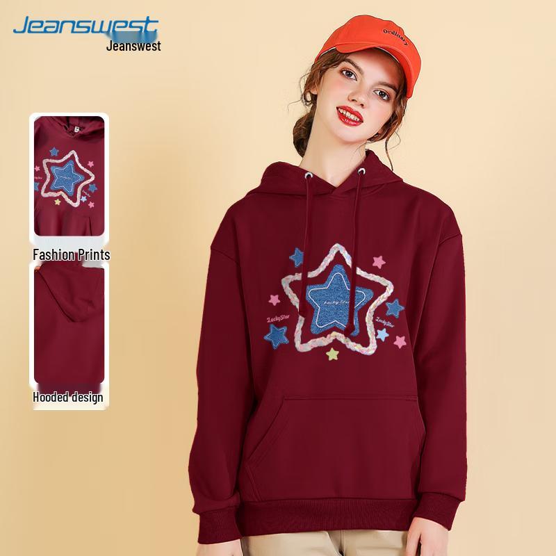 JEANSWEST Women's Cartoon Print Hooded Sweatshirt