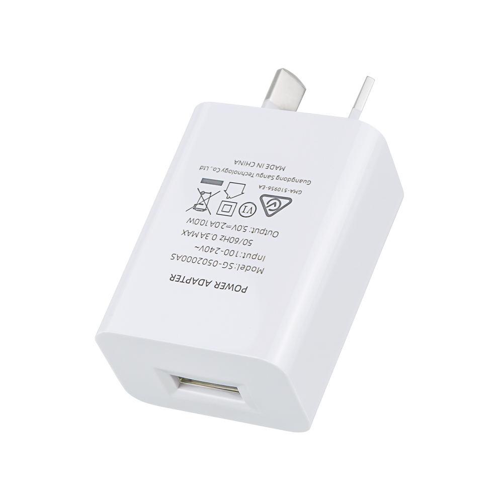 5V2A Australian SAA RCM Certification 10W USB Port High Quality Power Portable Travel Fast Charger for All Phone Wall Charger