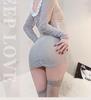 Seductive Lace Trim Bodycon Nightgown Set - Deep V, See-Through, Removable Temptation Style