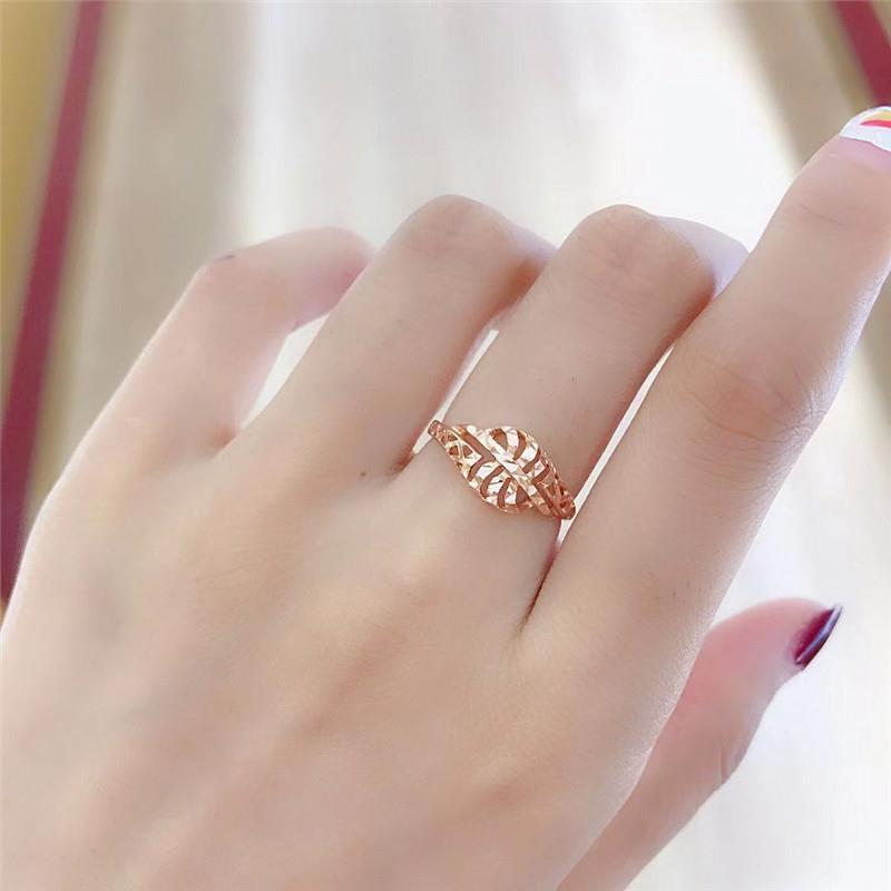 Purple Gold Hollow Car Flower Ring Cold Wind Rose Plated Rose Gold Wave Pattern Ring Jewelry Women