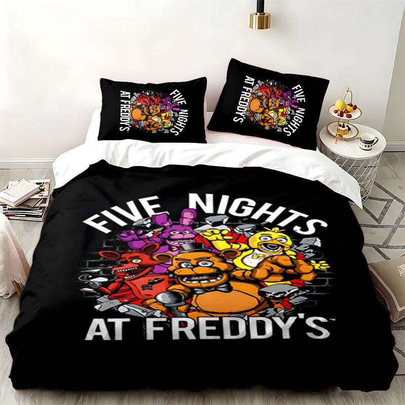 Five nights at freddy 3pc set Perfect for bedroom use Comfortable bedding set includes a duvet cover and two pillowcases Ideal birthday or Christmas g