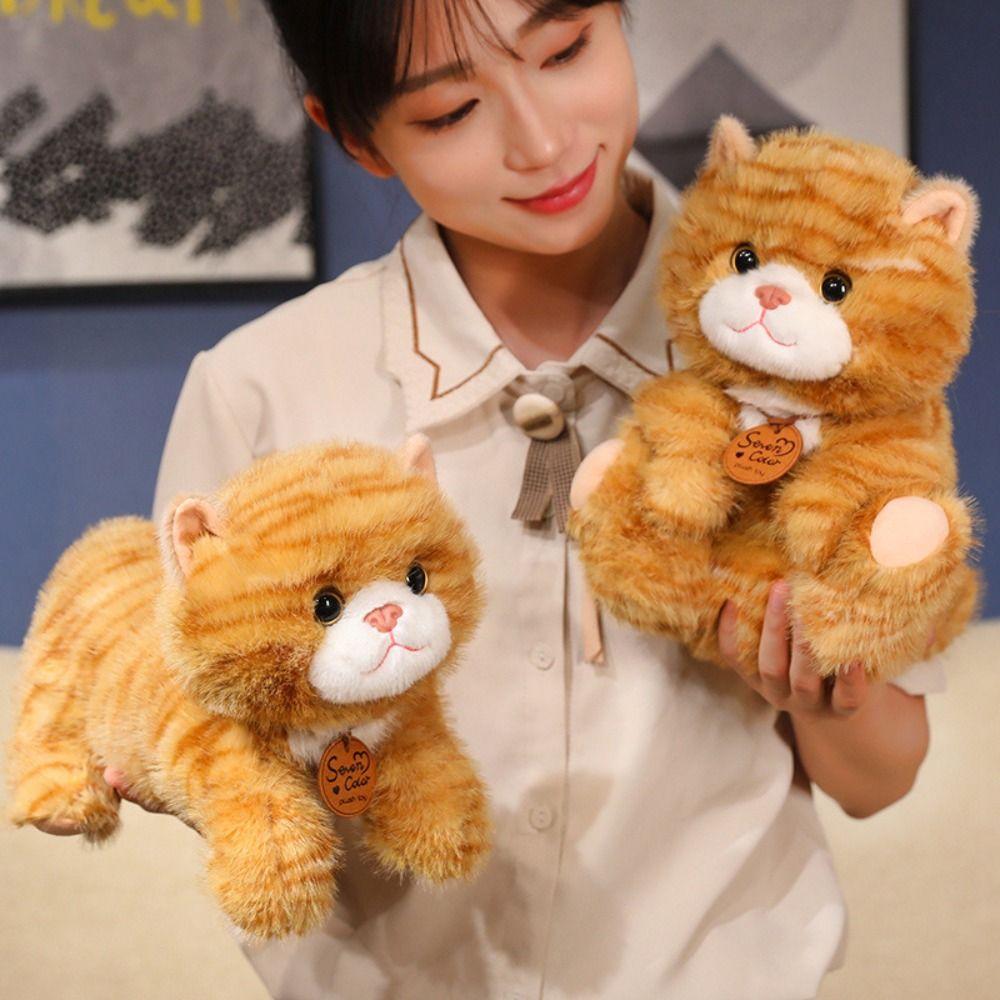 Stuffed Doll Simulation Cat Plush Toys Fluffy Animal Cartoon Kitty Dolls  Car Decor