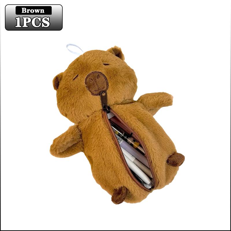

1-5PCS Capybara Plush Pencil Case Large Capacity Cute Cartoon Student Storage Pouch Desk Stationery Organizer Storage Bag