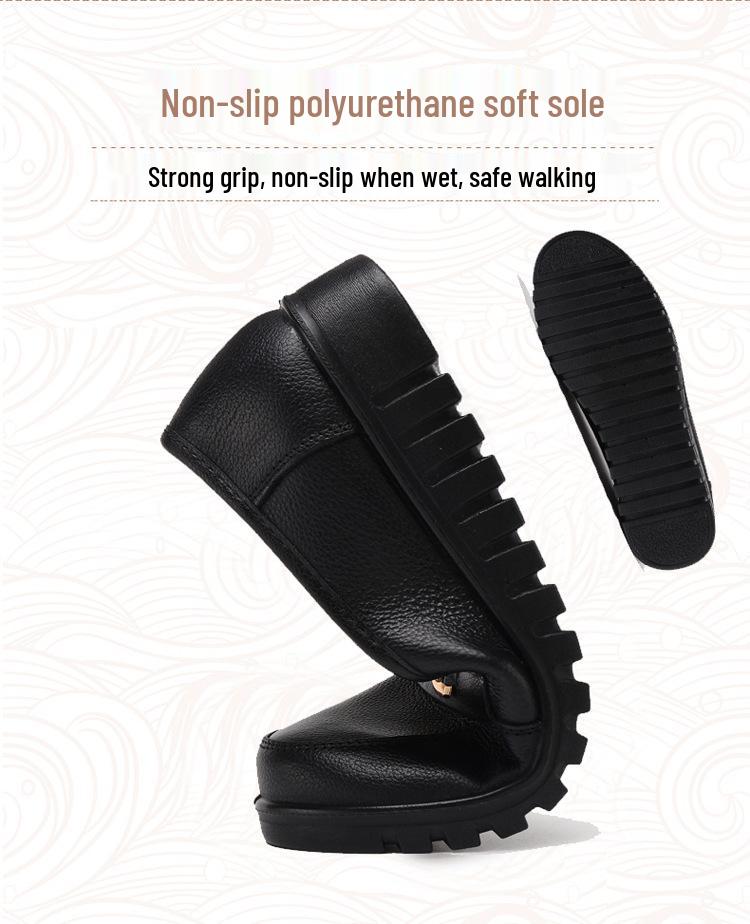 Autumn Soft Sole Non-Slip Leather Shoes for Middle-Aged Women