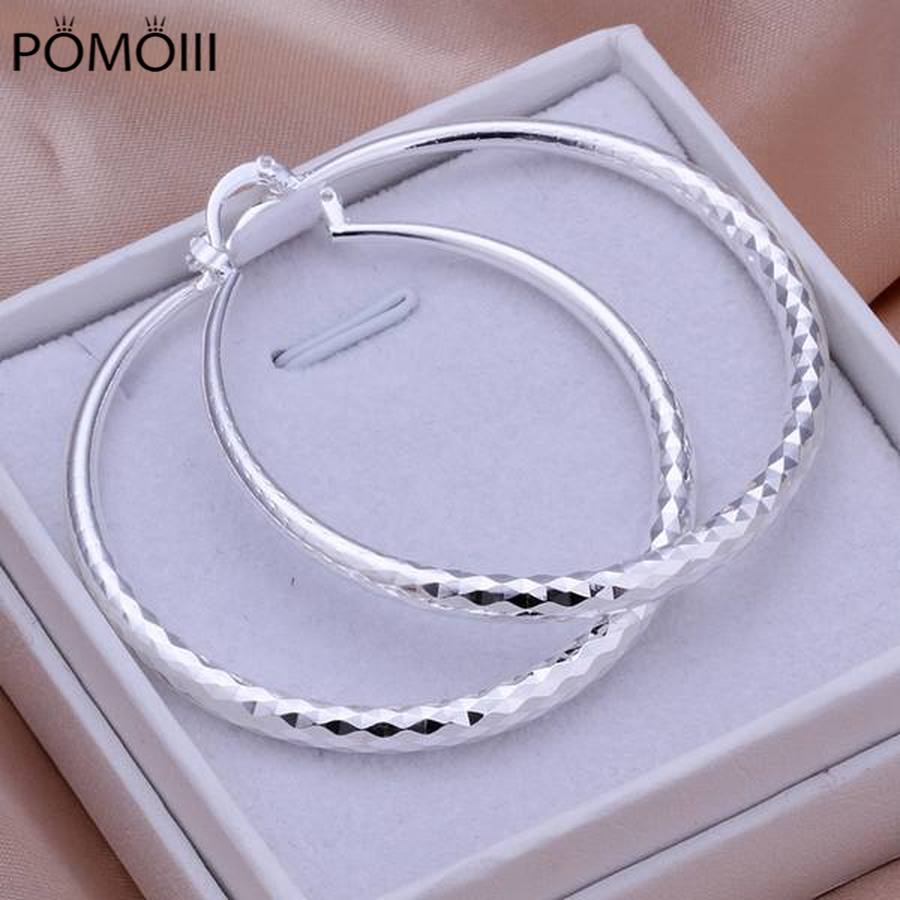 925 Sterling Silver Big Earring Women Lady 5cm Circle Top Quality Fashion Wedding Beautiful Women Jewelry