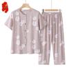 Elderly Women's Summer Cotton Short-Sleeve Two-Piece Set